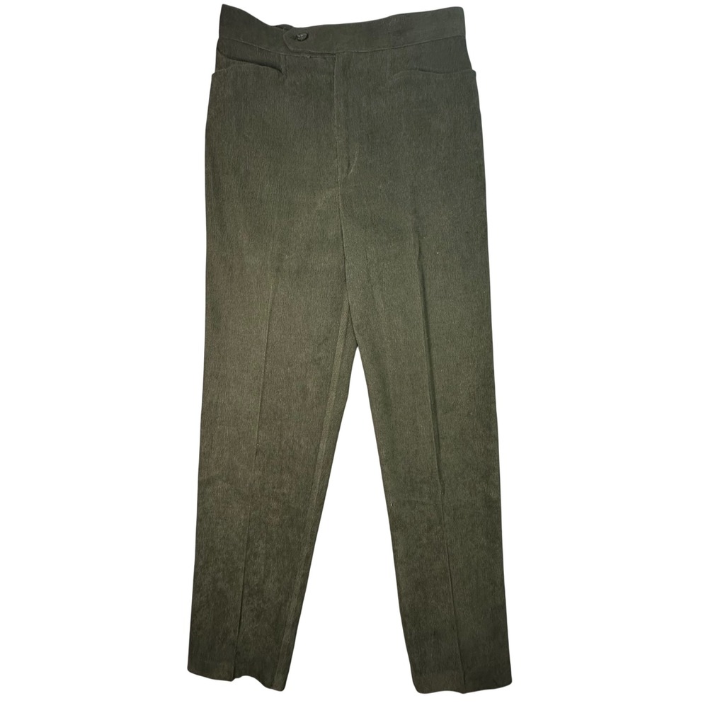 Inclinations Vintage High Waisted Ribbed Trousers Olive Green Size 8 Academia